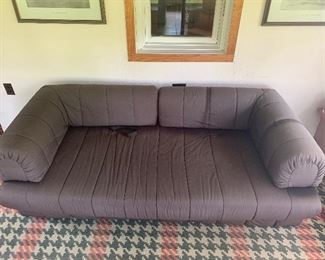 F-8.         $40
Grey Sofa-converts to bed.
Fading.
76”x13” to seat.