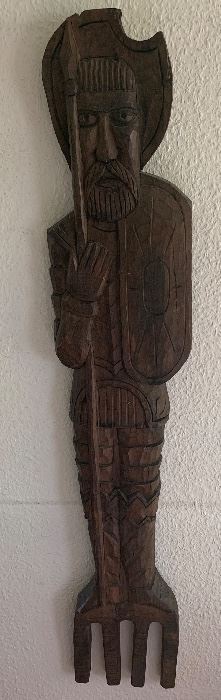 #81.      $40
Pair Folk Carved Wooden Fork & Spoon Men
Fork-41.5”