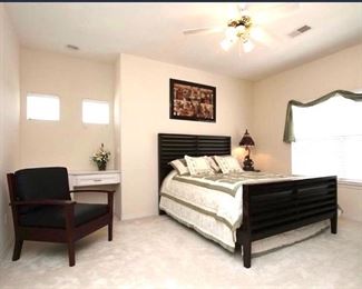 QUEEN BED WITH DRESSER AND MIRROR
