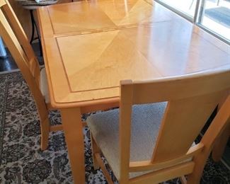 Blonde Table w/ Leaf and 6 Chairs