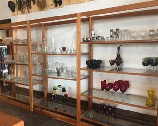 Shelving Unit For Sale, Entertainment Glassware and Clear Crystal