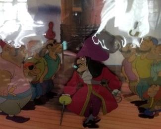 Peter Pan.  Captain hook and the pirates original production hand painted cel.  $2,500.00
