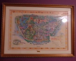 Vintage Signed Framed Disney Land Map  $75