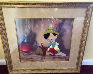Pinocchio with jiminy cricket 
Anytime you need me 
Production cel limited edition  number 18/350 
Hand painted ink and paint 
$1700 
