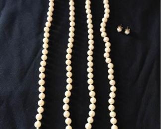  Vintage Prestige Handcrafted Pearl  Necklaces                         Earrings w14kt Gold Base