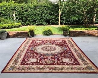 (SOLD) Large vintage needlepoint room sized rug.  Very fine hand stitched work of art.  In excellent condition with no issues.