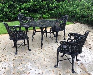 Robert Wood Foundry, Victorian-era cast iron outdoor table chairs