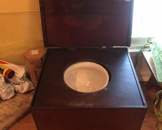 Vintage Chamber Pot 
Potty seat with porcelain enamel pot