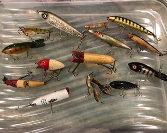 Vintage fishing lures.  Sold as one lot