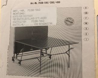 Book for ping pong table 