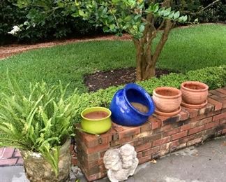 (SOLD) Blue and Green Pot 
Terra-cotta pots AVAILABLE 