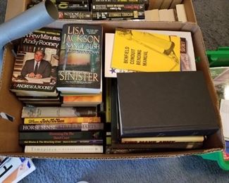 Boxes of popular books.