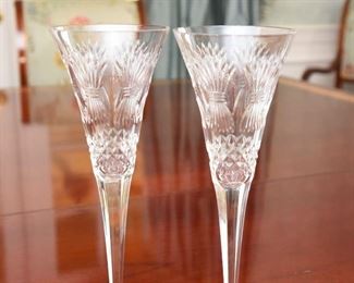 ITEM 20: Pair Waterford Millennium Toasting Flutes "Prosperity" pattern  $65 
Mint condition