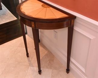 ITEM 38: Kindel Demilune Table  $425
Excellent condition. 37" wide x 19" deep x 34" tall