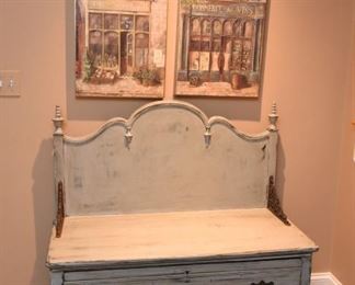 ITEM 52: Upcycled Painted Bench with Storage Drawer $195
42" wide, 42" tall, 20" deep; seat height 21"