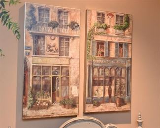 ITEM 53: Pair French Storefront Wall Art  $55