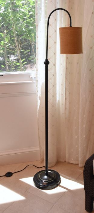 ITEM 68: Shepherd's Hook Floor Lamp   $65
Black metal. Burlap shade. 61.5" tall