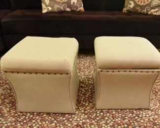 ITEM 75: Two Storage Ottomans  $48
Cream color fabric with nailhead trim. Each is 16" square, 16.5" tall. 