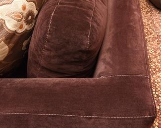 ITEM 71: Dark Brown Microsuede Sectional  $225
113.5" x 87" x 26.5" tall. Shows some signs of wear - "polished" areas, but otherwise in good condition. 