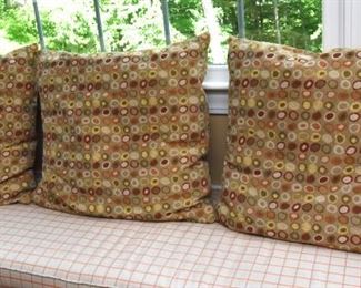 ITEM 73: Three Polka Dot Pillows  $30
Each pillow has orange, yellow, barn red, and olive green. 25" x 23' 