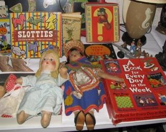 Vintage games, books, dolls
