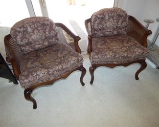 #4 - $25 - Pair of Rush Back and Sides with Queen Anne legs Chairs in good condition