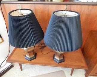 #35 - $45 - Pair of Brass Lamps with Black Shades