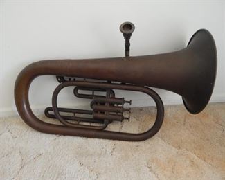 #52 - $75 - Brass Horn made by Jean Marbeau . Does have a couple of small dents, plays good!!!