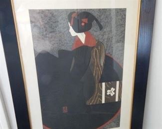 #58 - $99 - Sitting Maiko signed by Saito, Kyoshi (1907-1997) Framed measures; 21" by 15"