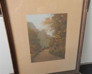#60 - $15 - Framed Mountain Road picture. Framed 17" by 14 1/2"