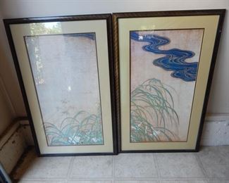 #87 - $10 - Pair of Asian Pictures Framed - Measures 38" by 24"