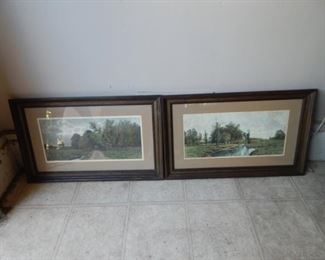 #88 - $10 - Pair of engraving by Drescher of painting by C. Harry Eaton, some spotting on engravings. Each measures 31 1/2" by 19 1/2" framed