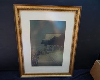 #109 - $75 - Wood Block Print - framed 16" by 20" image is 9 1/4" by 13 1/4"
