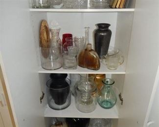 #151 - $20 - Everything inside the cabinet - Glassware and Knick Knacks