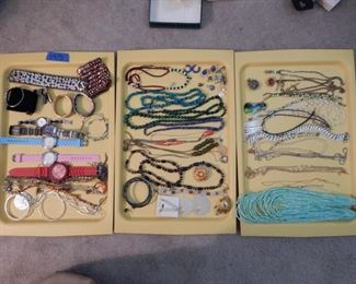 #146 - $125 - (3) Trays of Costume Jewelry and watches