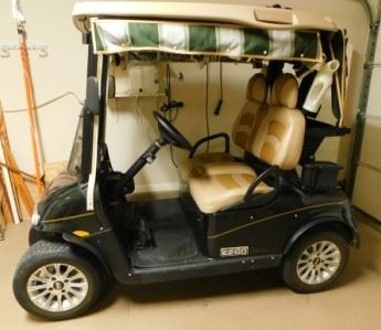 2013 EZ-Go Custom ELECTRIC Golf Cart - Features leather seats, canopy, 2 glove boxes, custom wheels, front windshield, golf bag holder on the back and other little "extras".  Excellent condition and runs great!  We are accepting offers and the best offer gets it at the end of the sale.   Current offer is $3800.  Next offer must be $3900 or more.  Price will be updated as new offers are made.  Email us or call 512-954-3050 to buy it now at $7500 or make an offer.