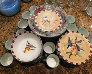 $75.  42 PIECE LENOX "WINTER GREETINGS EVERYDAY - CHICKADEE PATTERN" DISH SET FEATURING BIRDS.  Email us or call 512-954-3050 to buy it now or make an offer.