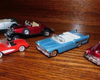 $5 EACH.  DIE CAST BODY/PLASTIC INTERIOUR MODEL CARS. CORVETTE IS 1:64 SCALE (HOT WHEEL SIZE).  OTHERS ARE 1;32 SCALE.  Email us or call 512-954-3050 to buy it now or make an offer.