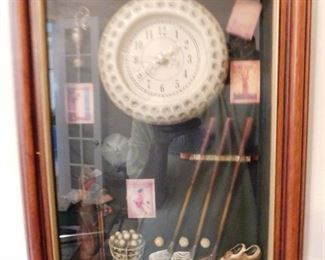 $40.  GOLF MEMORABILIA SHADOW BOX.  Email us or call 512-954-3050 to buy it now or make an offer.