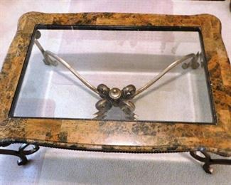 $250.  MARBLE AND GLASS RECTANGULAR SHAPED COFFEE TABLE.   Email us or call 512-954-3050 to buy it now or make an offer.