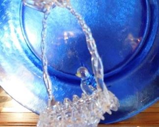 $25. HAND BLOWN GLASS BASKET.   Email us or call 512-954-3050 to buy it now or make an offer.