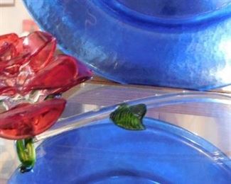 $30.  HAND BLOWN  GLASS ROSE..   Email us or call 512-954-3050 to buy it now or make an offer.