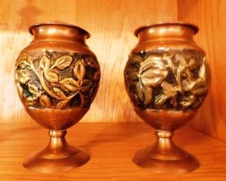 $30.  PAIR OF  DIMENSIONAL COPPER DECOR VASES.   Email us or call 512-954-3050 to buy it now or make an offer.