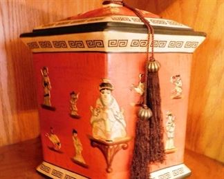 $45.  LARGE ASIAN CERAMIC GINGER JAR/CANISTER.   Email us or call 512-954-3050 to buy it now or make an offer.