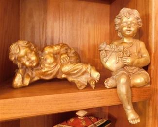 $35.  PAIR OF MUSICAL CHERUB ANGEL SHELF SITTERS.  .   Email us or call 512-954-3050 to buy it now or make an offer.