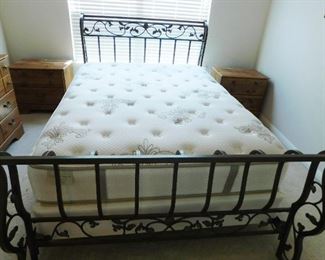 $600. VERY NICE QUEEN SIZE WROUGHT IRON SLEIGH BED FRAME AND MATTRESS.  MATTRESS IS A LIKE-NEW STEARNS AND FOSTER "HEIDI" PILLOWTOP, LUXURY FIRM.   Email us or call 512-954-3050  to buy it now or make an offer.
