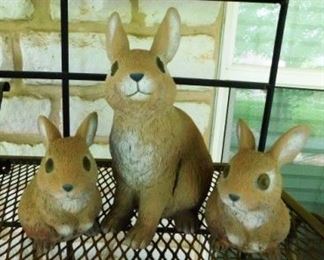 $20.  SET OF 3 CUTE RESIN BUNNIES.