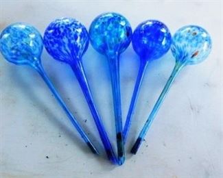 $20.  SET OF 5 GLASS WATERING BULBS.