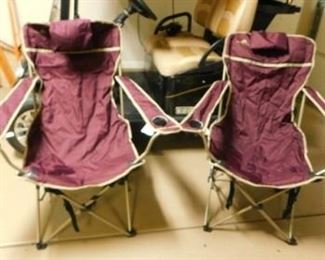 $20.  PAIR OF PURPLE CAMP CHAIRS.