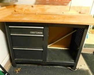 $75.  CRAFTSMAN WORK BENCH.  TOP IS STAINED.